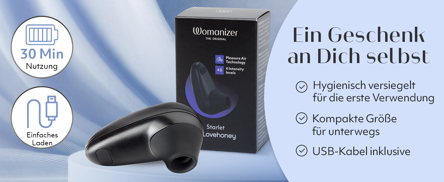 Womanizer Starlet - вібратор для клітора, преміум-якість | 4 режими, тихий, вологостійкий, акумуляторний | Білий/Чорний