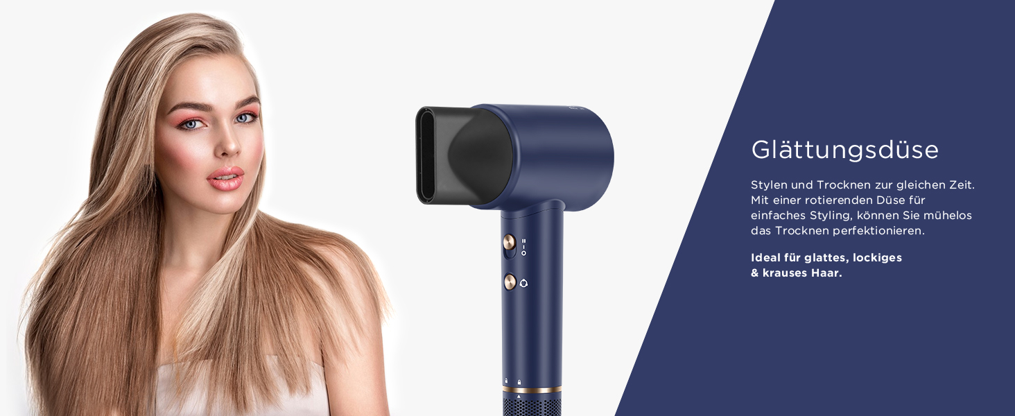 Професійний фен для волосся PARWIN PRO BEAUTY Air-Sonic з HD-LED дисплеєм, безщітковим мотором 110,000 об/хв та іонізацією (200 млн негативних іонів), швидка сушка 25 м/с, колір Прусський синій
