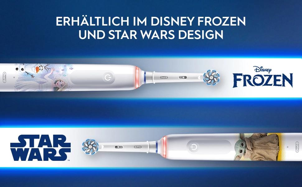Дитяча електрична зубна щітка Oral-B Pro Junior Frozen, фіолетова — для дітей від 6 років, 3 режими чищення, м'яка насадка в комплекті