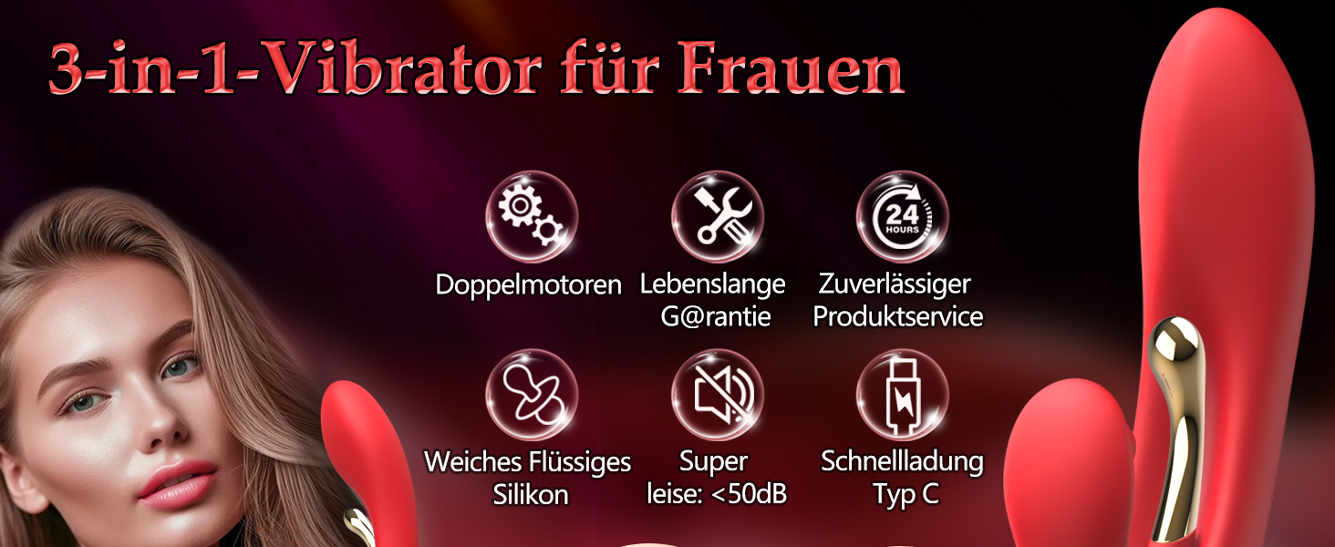 Вібратор Rabbit Sexspielzeug для жінок: стимуляція G-точки, клітора, Dildo. 9 режимів вібрації, стимулятор для дорослих.