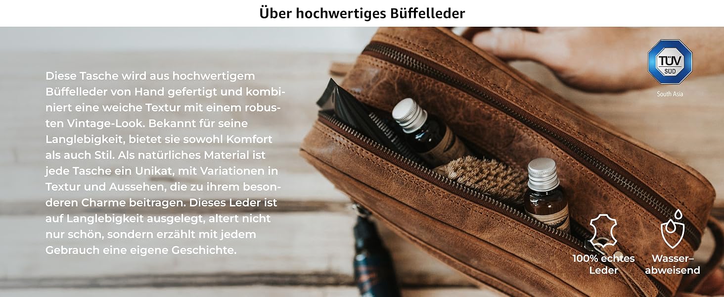 Шкіряна косметичка для подорожей Berliner Bags Vintage Kulturbeutel Max, велика сумка для гігієни з 2 відділеннями, унісекс, колір коричневий камель