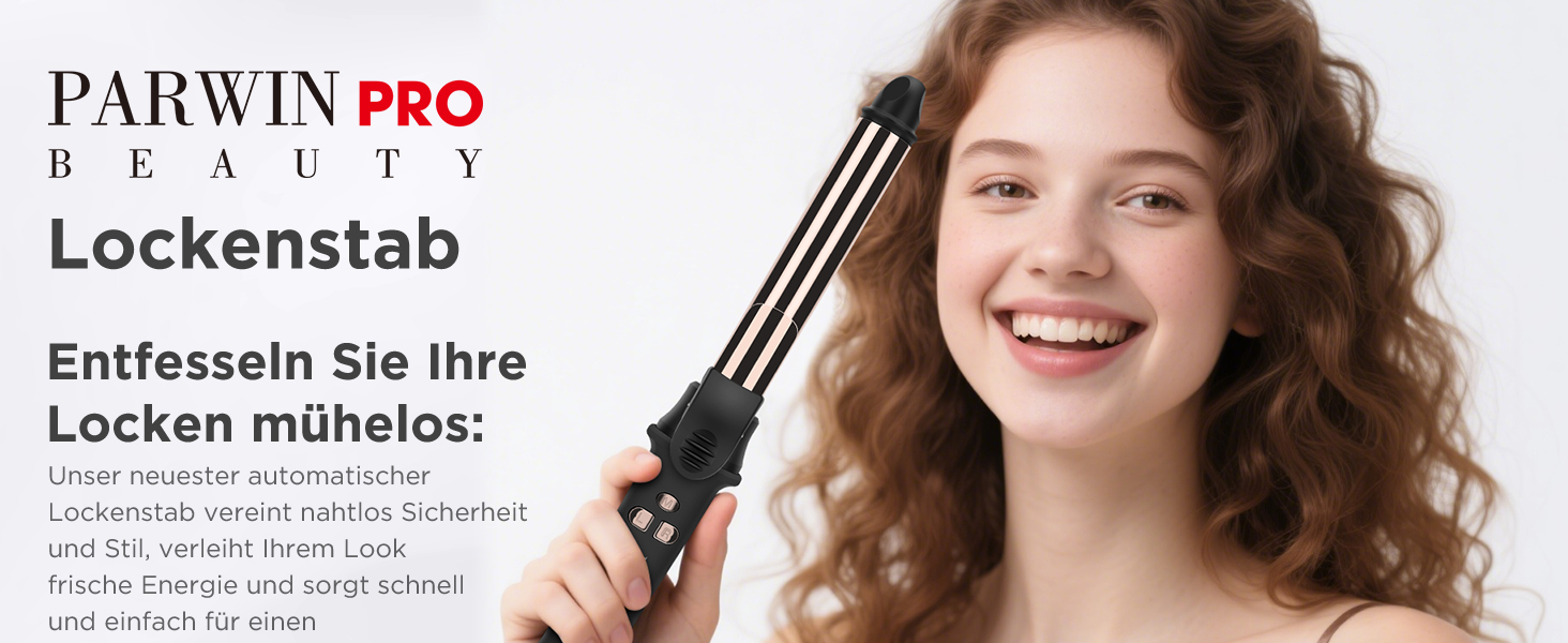 Автоматичний плойка-стайлер для волосся PARWIN PRO BEAUTY 32мм, ротаційний завитьок з нано-титановим покриттям та LCD-дисплеєм, 120-210°C
