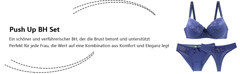 Бюстгальтер Push-up Necalisi BH з кісточками, комплект нижньої білизни для жінок, мереживний бюстгальтер та трусики, блакитний, розмір 38/85B