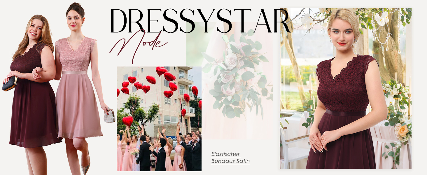Сукня коктейльна Dressystar жіноча бордового кольору, довжина міні, для вечірки та весілля