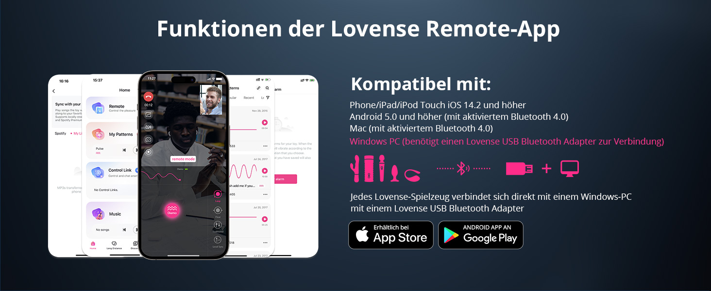 LOVENSE Diamo Bluetooth вібратор кільце для чоловіків з пультом керування, безліч режимів, програмування