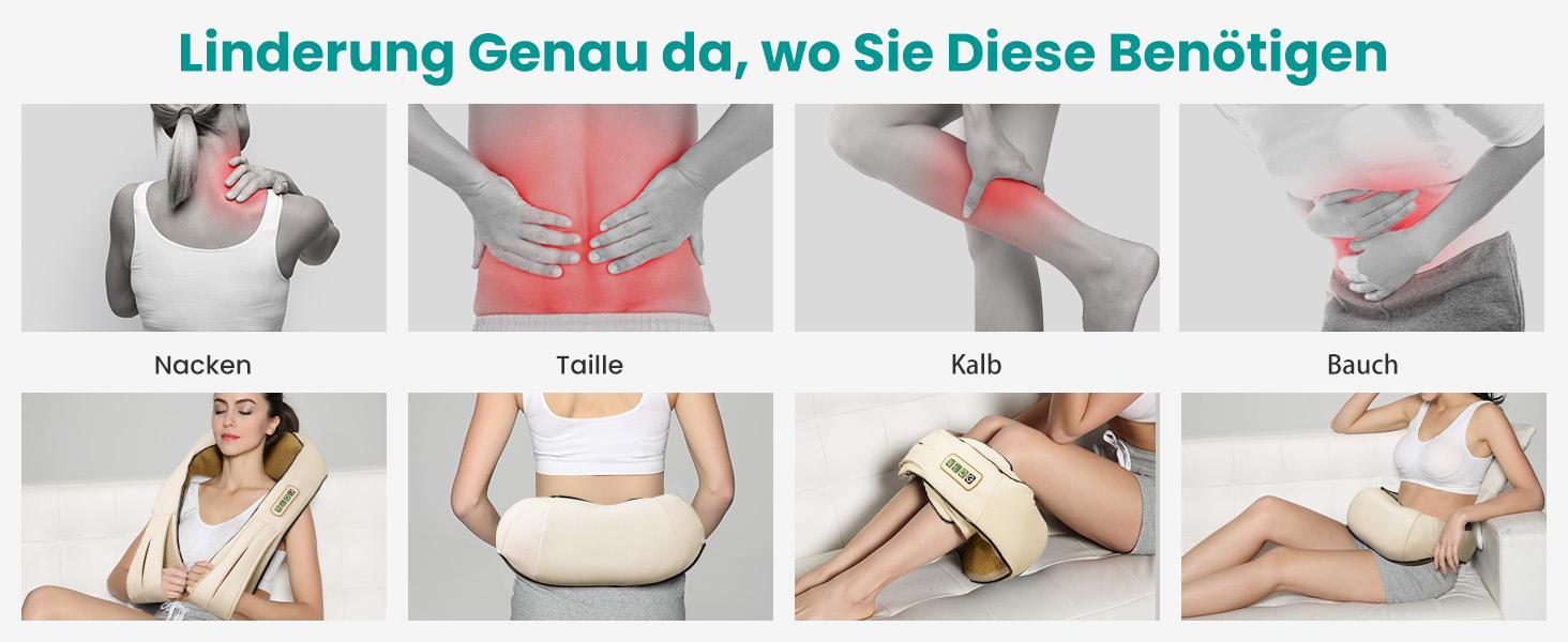 Масажер для шиї та плечей Nekteck 3D Shiatsu з підігрівом, глибокий тканинний масажер для спини та ніг для зняття м'язового болю (Бежевий)
