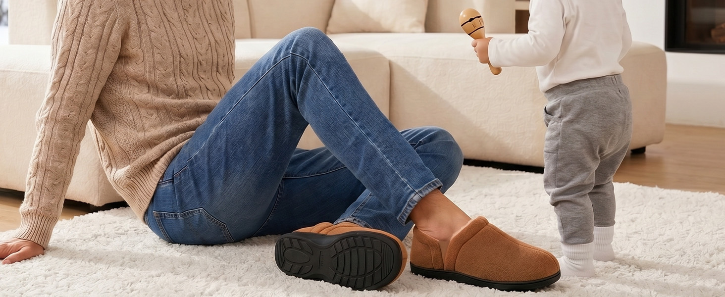 Чоловічі теплі зимові капці LongBay з ефектом пам'яті (Memory Foam), закриті тапочки, темно-сірі, розмір 42/43 EU