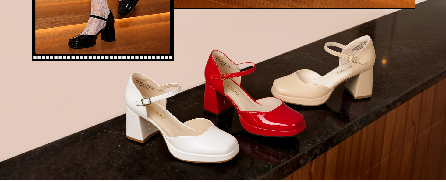 Жіночі туфлі Mary Jane Dream Pairs на масивній платформі, чорні, екошкіра (PU), розмір 39 EU