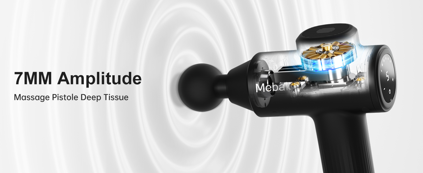 Перкусійний масажер Mebak 7 Massagepistole: електричний пістолет для глибокого масажу м'язів та фасцій, 5 рівнів швидкості, для спини та ніг (чорний)