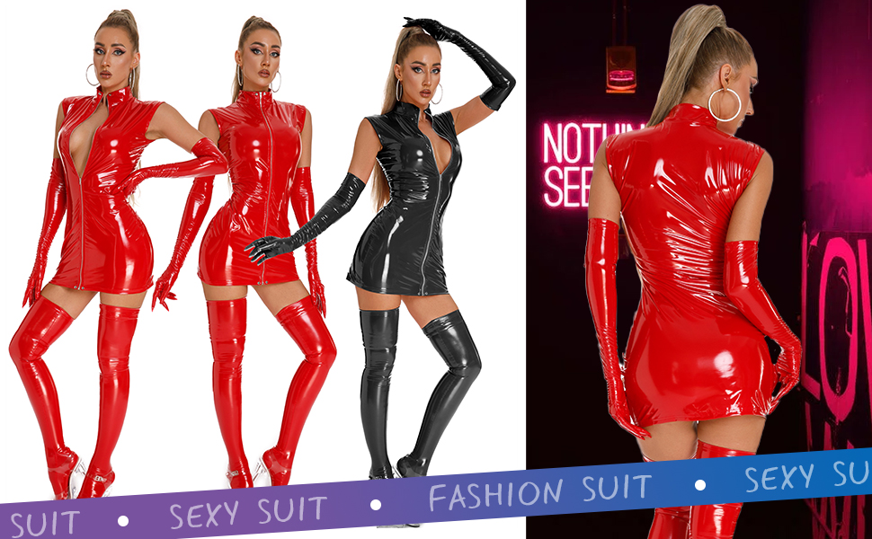 Жіночий комбінезон FEOYA з високою талією, комбінезон з латексу, комбінезон з високою талією, облягаючий, для вечірок, чорний, розмір M