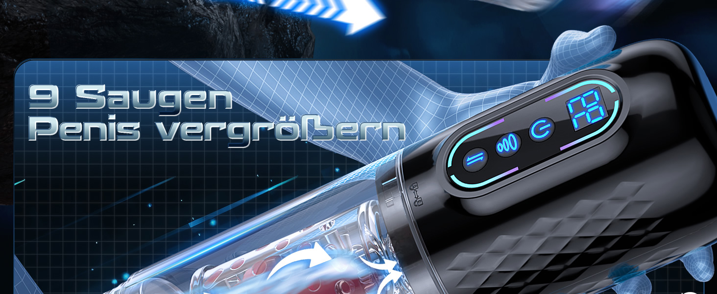 Електричний мастурбатор для чоловіків з 9 режимами, телескопічною та ротаційною функцією масажу - 3D модель