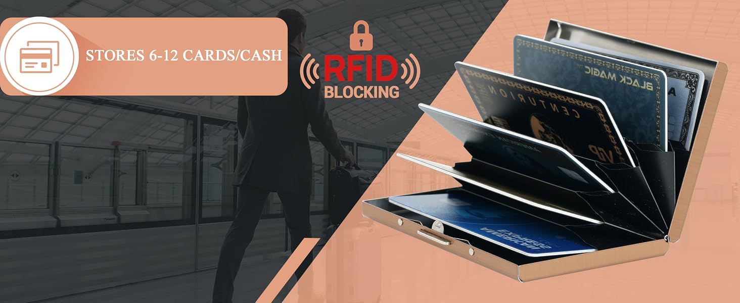 Ультратонкий металевий картхолдер з RFID-захистом від скіммінгу, гаманець для кредитних карток на 6 слотів, колір Rosegold з квітковим принтом, унісекс