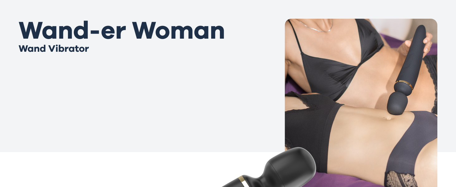 Satisfyer Wand-er Woman: Масажер для тіла з 50 вібраційними режимами | Секс-іграшка, тихий та потужний | Електронний масажер для жінок та чоловіків | Компактний вібратор для всього тіла | Чорний колір, 1 шт.