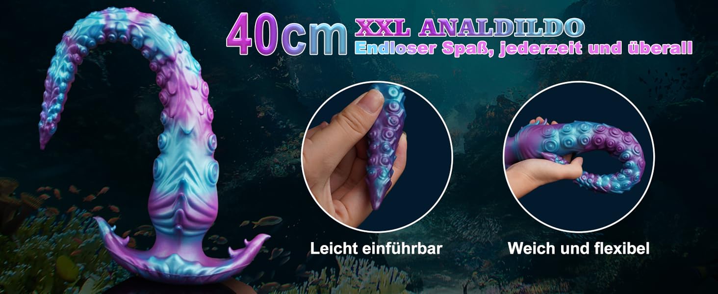 Анальний плаг-монстр XXL з силікону, 40 см, з підставкою - для досвідчених користувачів