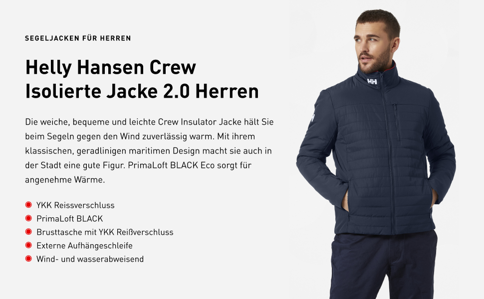 Чоловіча утеплена куртка Helly Hansen Crew Insulated Jacket 2.0, темно-синя (Navy), розмір M
