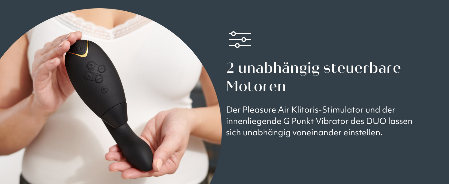 Womanizer DUO 1: Вібратор-заспокійник та стимулятор G-точки з присоскою, 12 рівнів інтенсивності, чорний/золотий