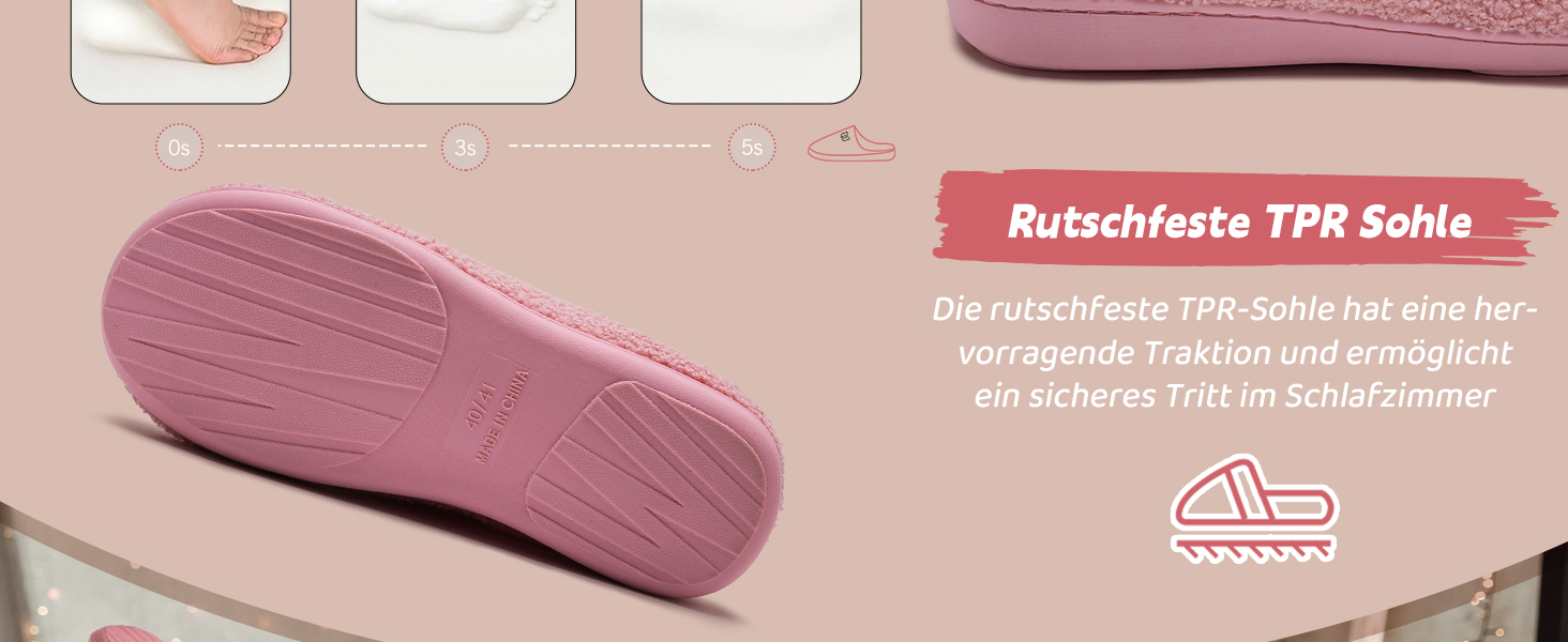 Жіночі теплі капці WateLves з ефектом пам'яті (Memory Foam), протиковзаючі домашні тапочки з штучним хутром на плоскій підошві, рожеві, розмір 41.5 EU