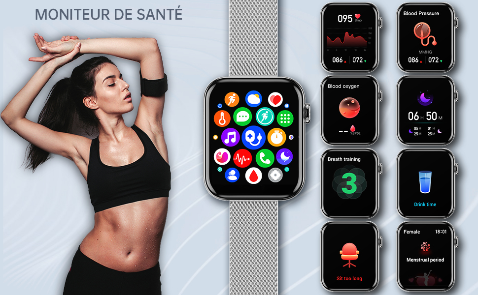 Смарт-годинник I52 Smartwatch сріблястого кольору, водонепроникний фітнес-трекер
