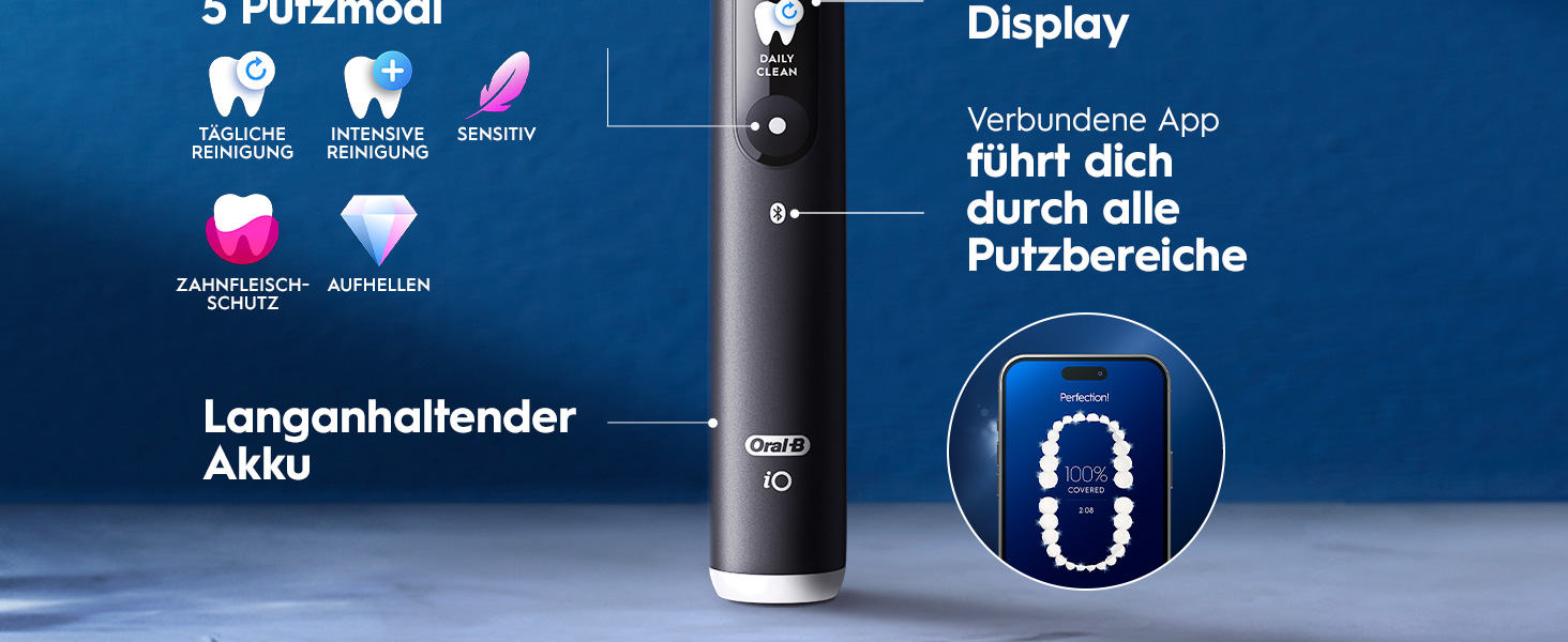 Електрична зубна щітка Oral-B iO Series 6 Black Lava: 5 режимів очищення, 3 насадки та дорожній футляр