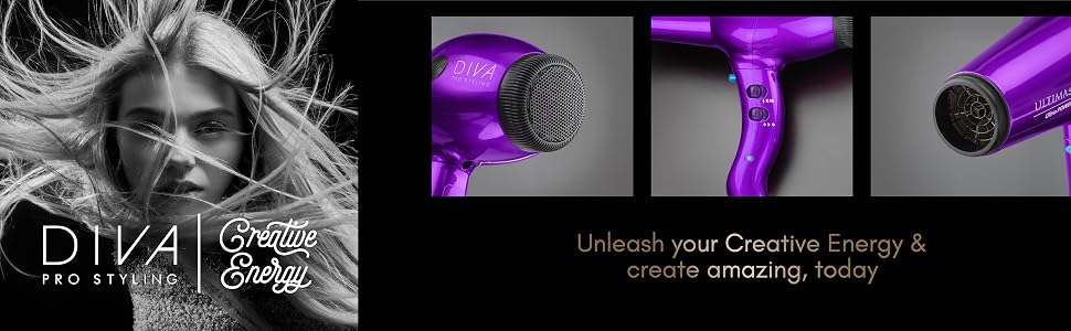 Професійний фен для волосся DIVA Pro Styling Ultima 5000 Pro, 2200 Вт, AC-мотор, фіолетовий