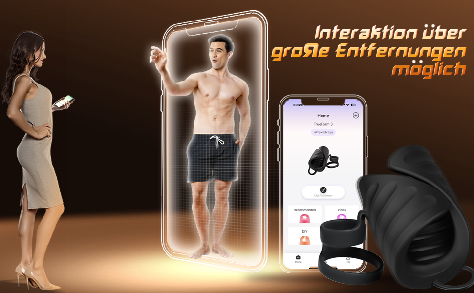 Мастубатор для пар з 9 вібраціями та APP-керуванням, преміум якість, чорний