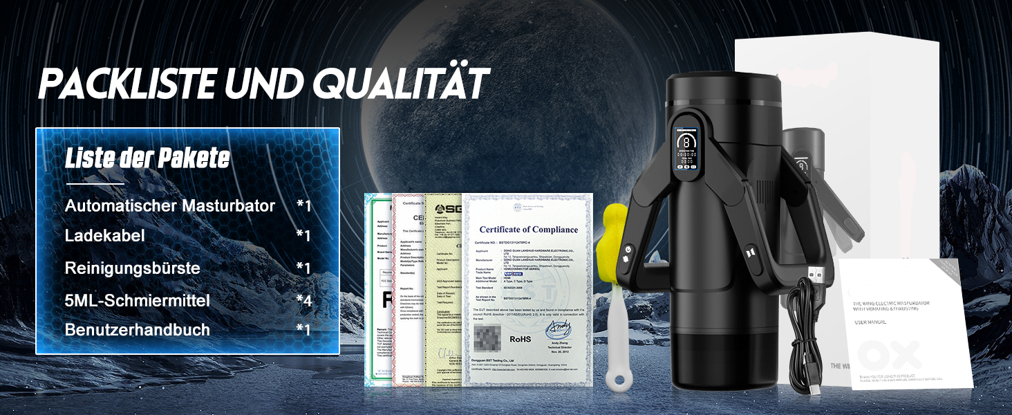 Інтимна іграшка для чоловіків Eanatoys з 9 вібраціями, телескопічною функцією, 3D-реалістичною вагіною та LCD-дисплеєм. Чорний колір