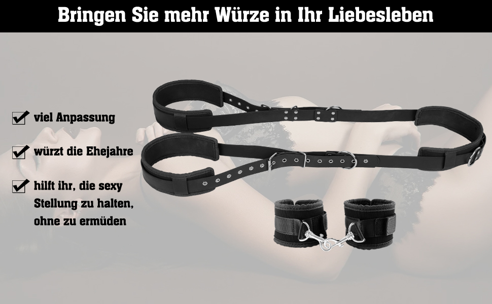 Набір для БДСМ: фетуювання ніг, наручники, набір для пар. Чорний колір.
