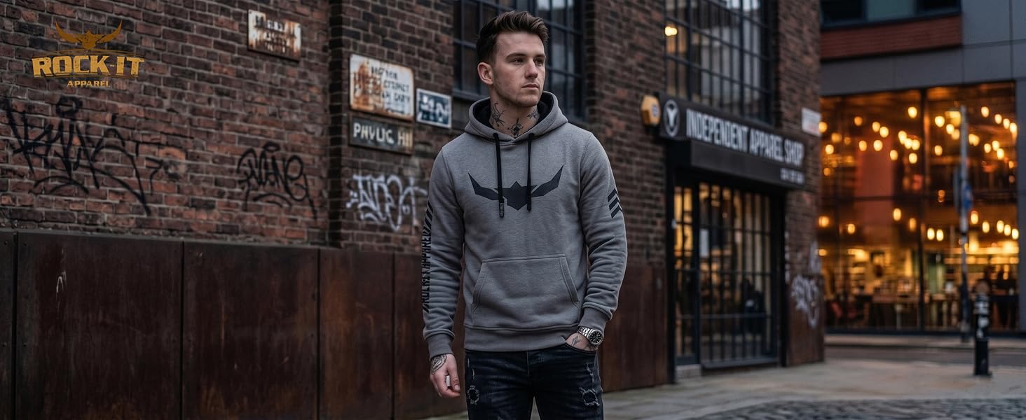 Чоловічий худі ROCK-IT Apparel Urban Streetstyle з капюшоном та флісовим начосом, камуфляж Dark Camo (Сіро-блакитний), розмір XXL