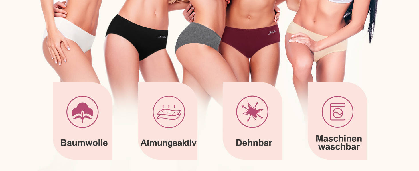 Бобель: 5 трусиків для жінок, бавовна, дихаюча підбірка, комфортні труси, м'які, еластичні (S-XXL) чорного кольору