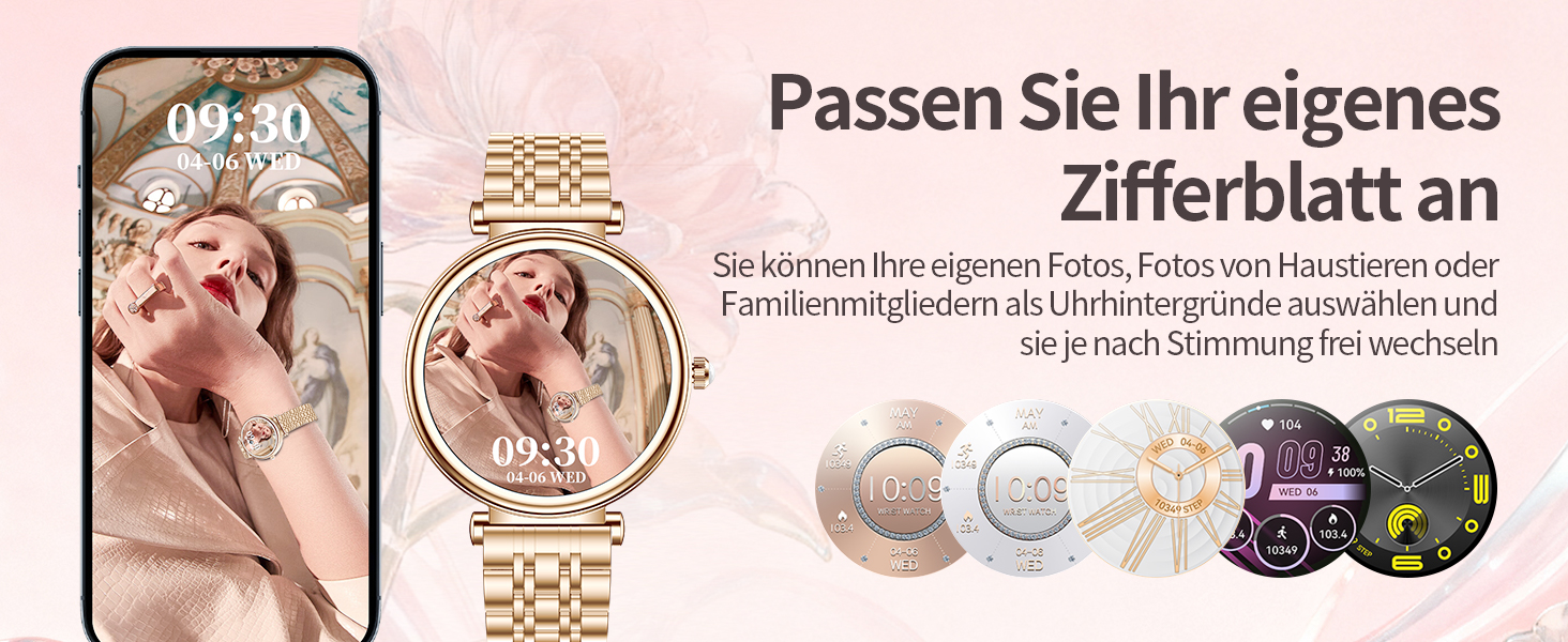 Смарт-годинник для жінок Rose Gold: водонепроникний фітнес-трекер з кольоровим екраном 1.27
