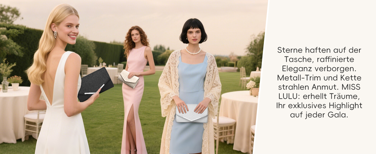 Жіноча шкіряна сумка-клатч Miss Lulu Elegante — елегантна вечірня сумка для урочистих подій, чорна