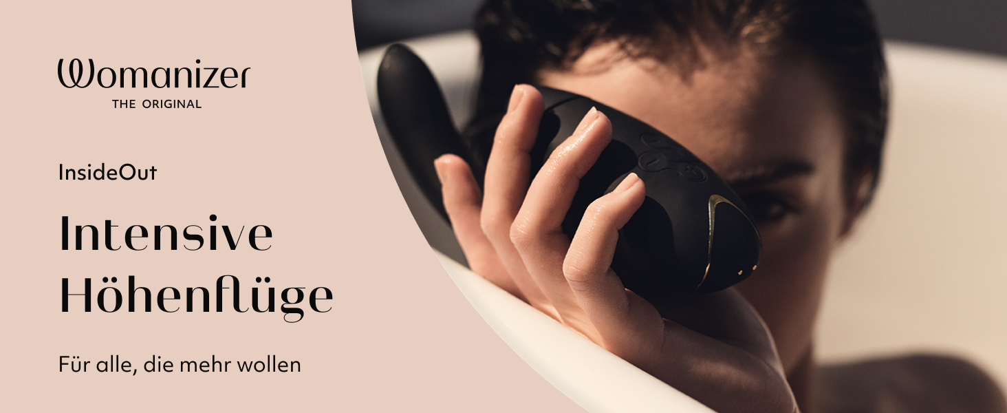 Вібратор Womanizer InsideOut для жінок - стимулятор клітора з функцією імпульсу, Rabbit, 12 рівнів інтенсивності, чорний/золотий