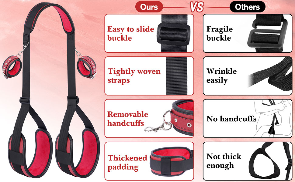 Набір для БДСМ: фетрінг ніг, наручники та інші аксесуари для пар (темно-червоний)