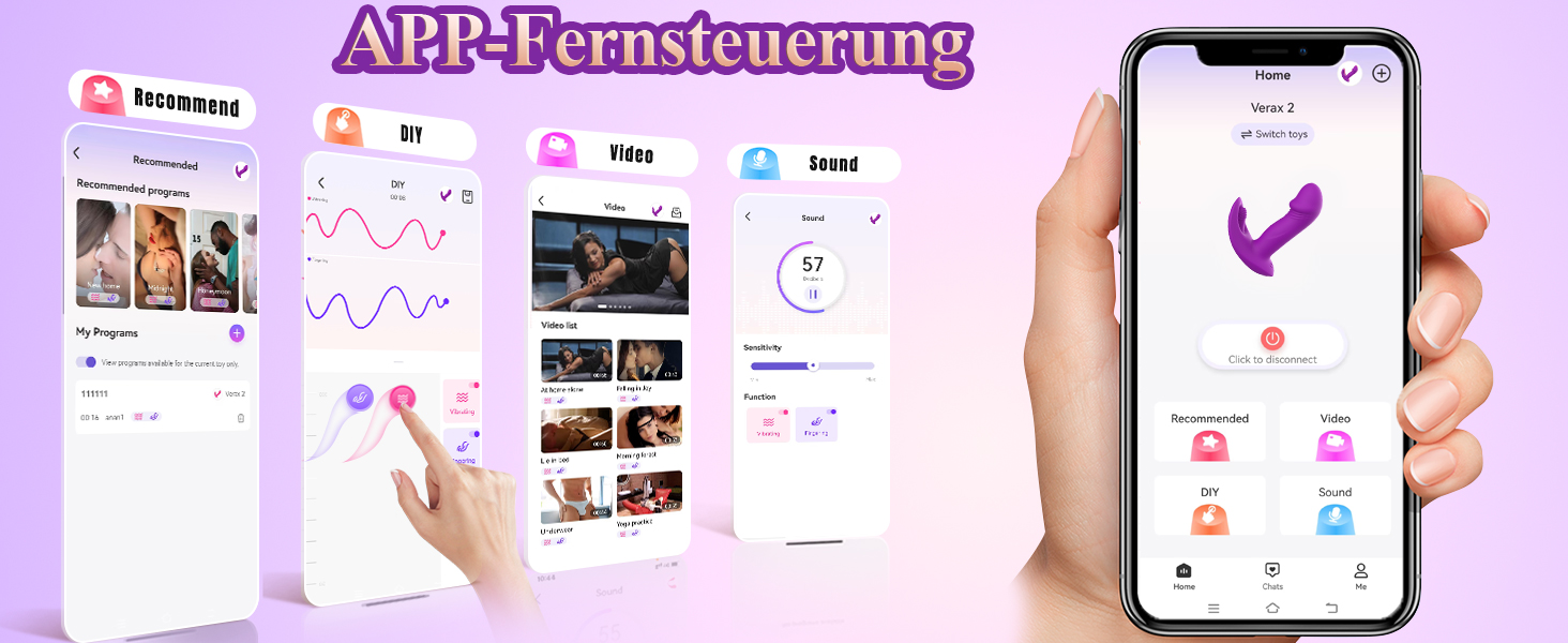 Інтимні іграшки для пар EAWESION: вібратор-масажер, анальний плагін, стимулятор G-точки, 9 режимів, фіолетовий