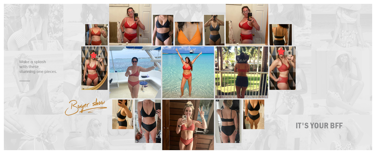 CUPSHE Бійкіні для жінок: Розрізний топ, висока талія, купальник, двочастинний, чорний/зелений