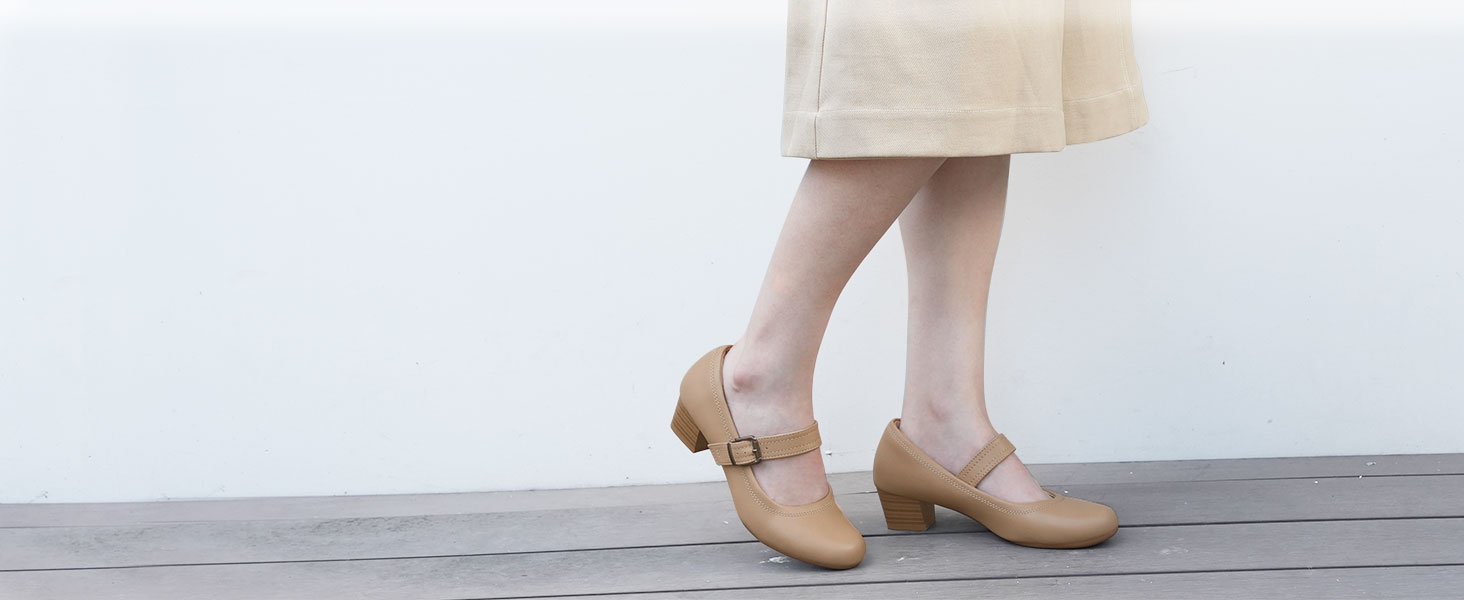 Жіночі ортопедичні туфлі Mary Jane Ortho + Rest для Hallux Valgus, бежеві, на низькому стійкому каблуку