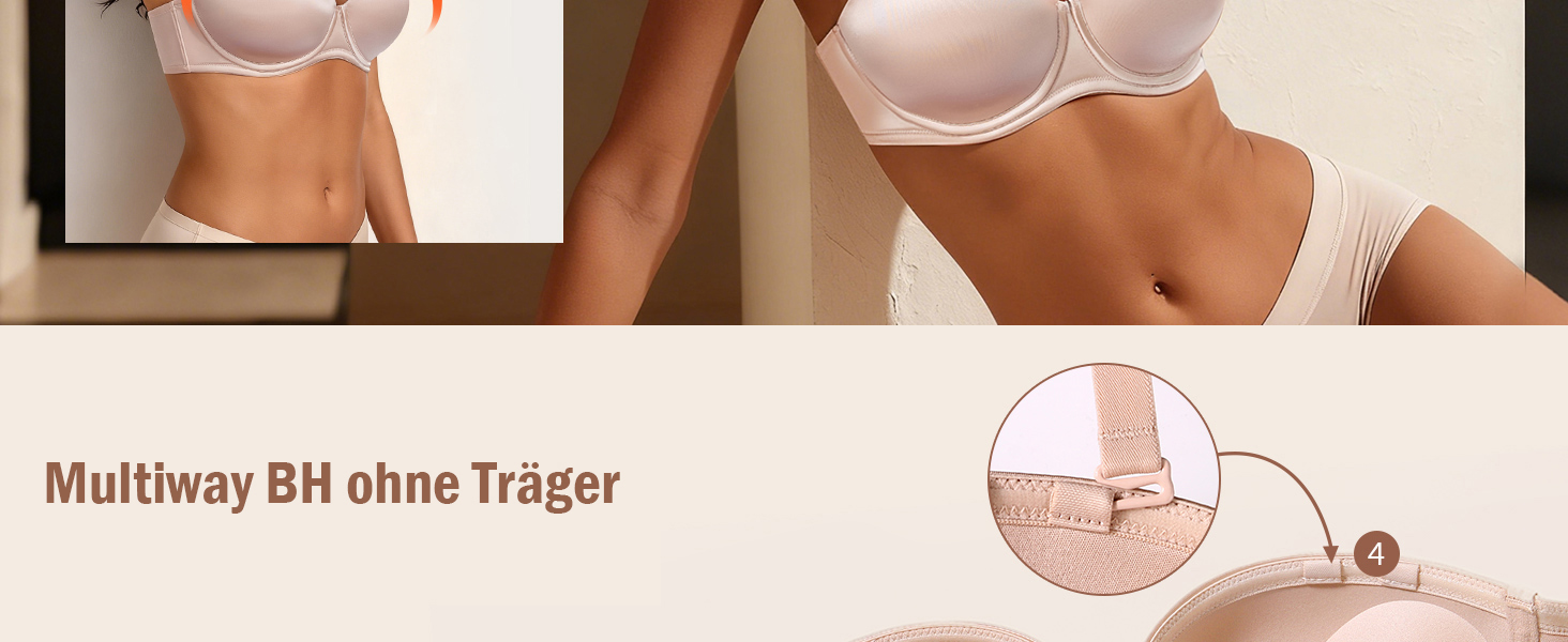 Леморосі: Безшовний бюстгальтер пуш-ап великих розмірів з підтримкою, з кісточками, мультивей, знімні бретелі (75B, чорний)