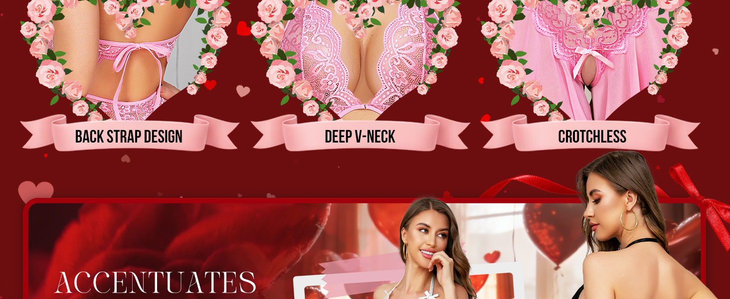 Жіночий мереживний боді Babydoll, сексуальна спідня білизна з глибоким V-подібним вирізом, прозора мережка, регульовані бретелі, червоний колір