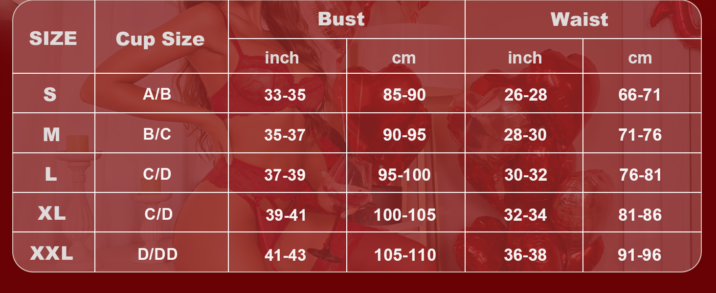 Комплекти спідньої білизни RSLOVE для жінок - сексуальна білизна, комплект бюстгальтера та трусиків, 3 штуки, червоний