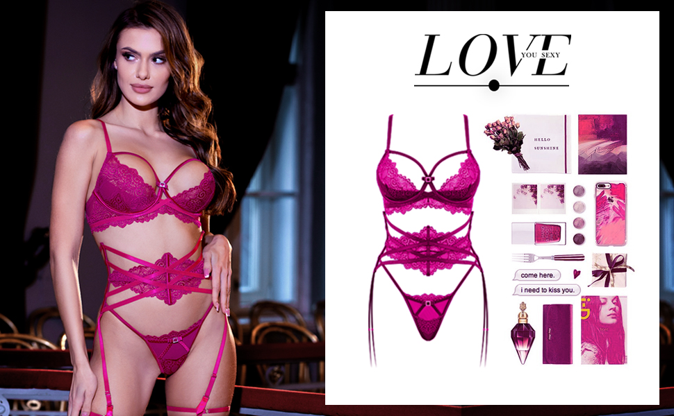 Сексуальний жіночий комплект спідньої білизни з мережива: бюстгальтер, трусики та пояс, колір нічний синій, розмір 75B