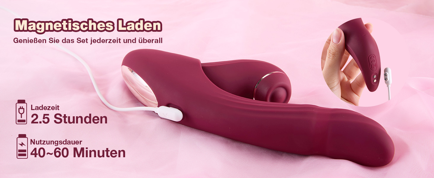 Вібратор для жінок 5-в-1 з керуванням через додаток, стимуляція G-точки та клітора, 7 режимів, нагрів до 42°C, комплект