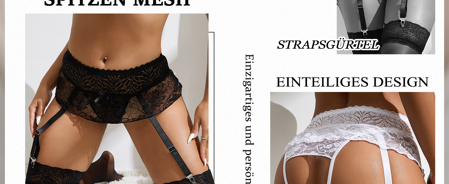 Сексуальний стрінги з кліпсами для жінок великих розмірів, мереживо, стріп-ремені, широкі лямки, комплект нижньої білизни, стрінги з підтримкою, стрінги з металевими кліпсами, гarter belt, великі розміри, чорний, M-L