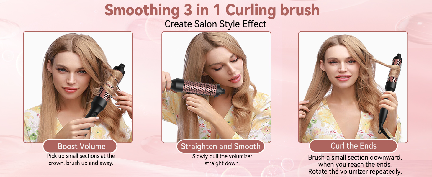 Мультистайлер для волосся 6 в 1 UKLISS Air Styler Set: фен з дифузором, насадки для завивки, круглі щітки та випрямляч, 1000 Вт, LCD-дисплей, жовто-чорний