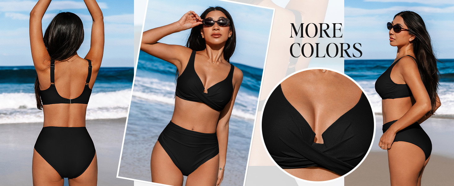 CUPSHE Бікіні жіночий комплект: зав'язування, перехрещення, пуш-ап, висока талія, двочастинний купальник, червоний, розмір XL