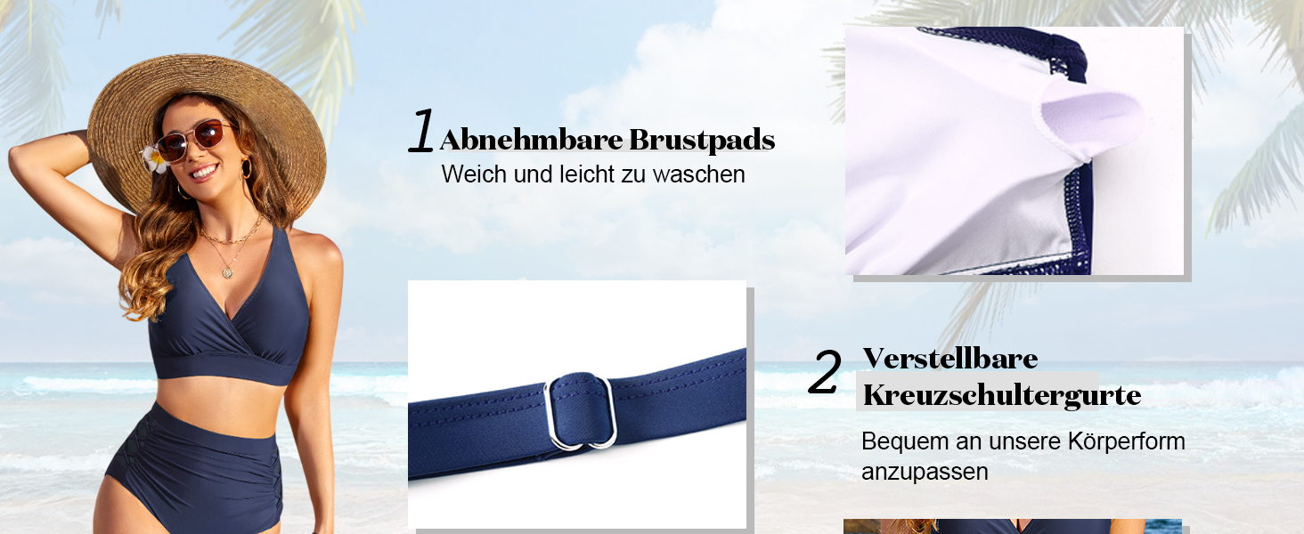Бікіні CMTOP для жінок: комплект з V-подібним вирізом, push-up, двочастинний, висока талія, ефект живота, для плавання та відпочинку, колір павлиній блакить, розмір S