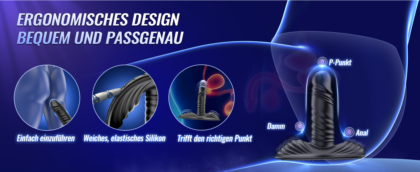 Анальний вібратор-масажер з силікону з 9 режимів вібрації та стимуляції простати, анусу та вагіни. Іграшка для дорослих для чоловіків та жінок