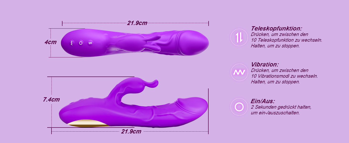 Вібратор для жінок Гобокен: кролик з 10 режимами вібрації, G-точка, кліторальний та анальний вібратор, для пар та індивідуального використання