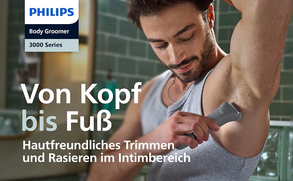 Тример для тіла та інтимних зон Philips Bodygroom Series 3000 BG3480/15, водонепроникний, з системою захисту шкіри, 80 хв роботи