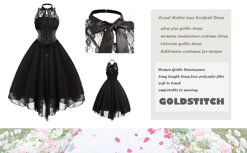 Чорна готична сукня-корсет Goldstitch без рукавів з мереживом, коктейльна сукня-трапеція, розмір L