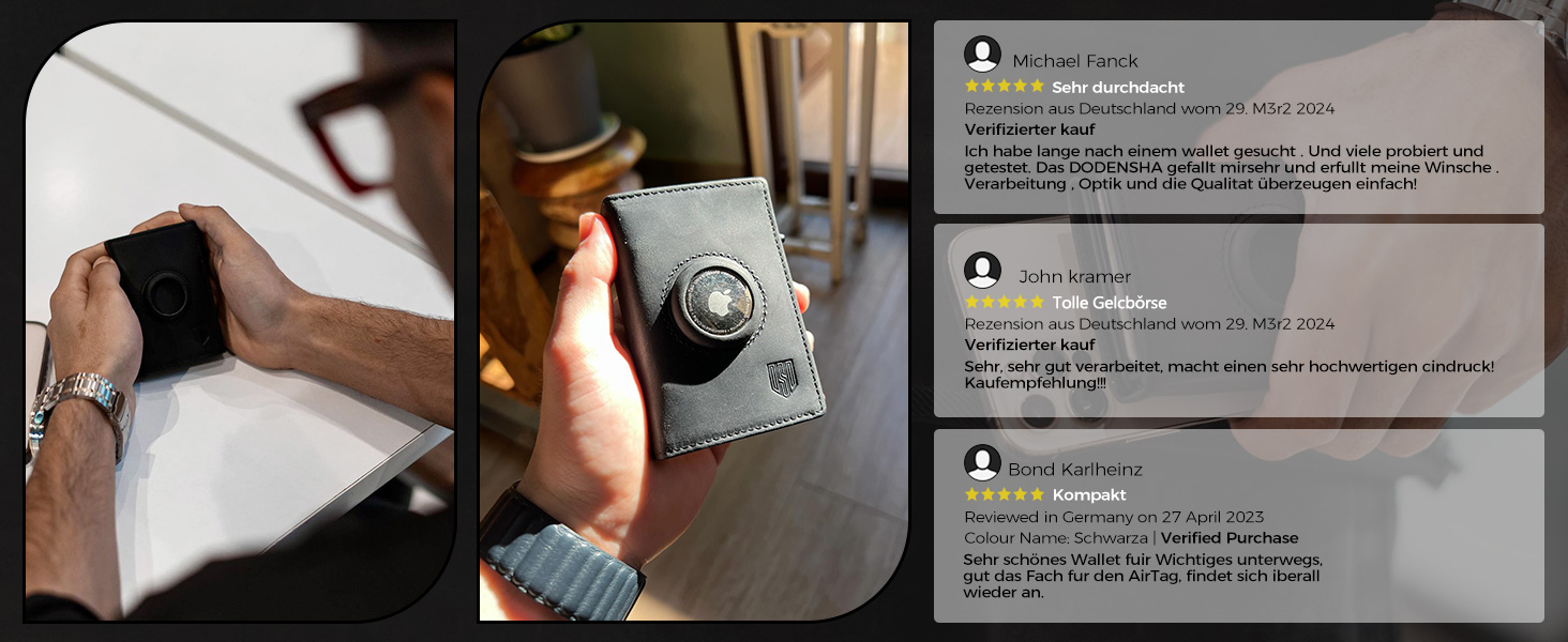Чоловічий смарт-гаманець DODENSHA MagSnap для AirTag з RFID захистом, відділенням для монет та картхолдером на 10+ карток, чорно-помаранчевий